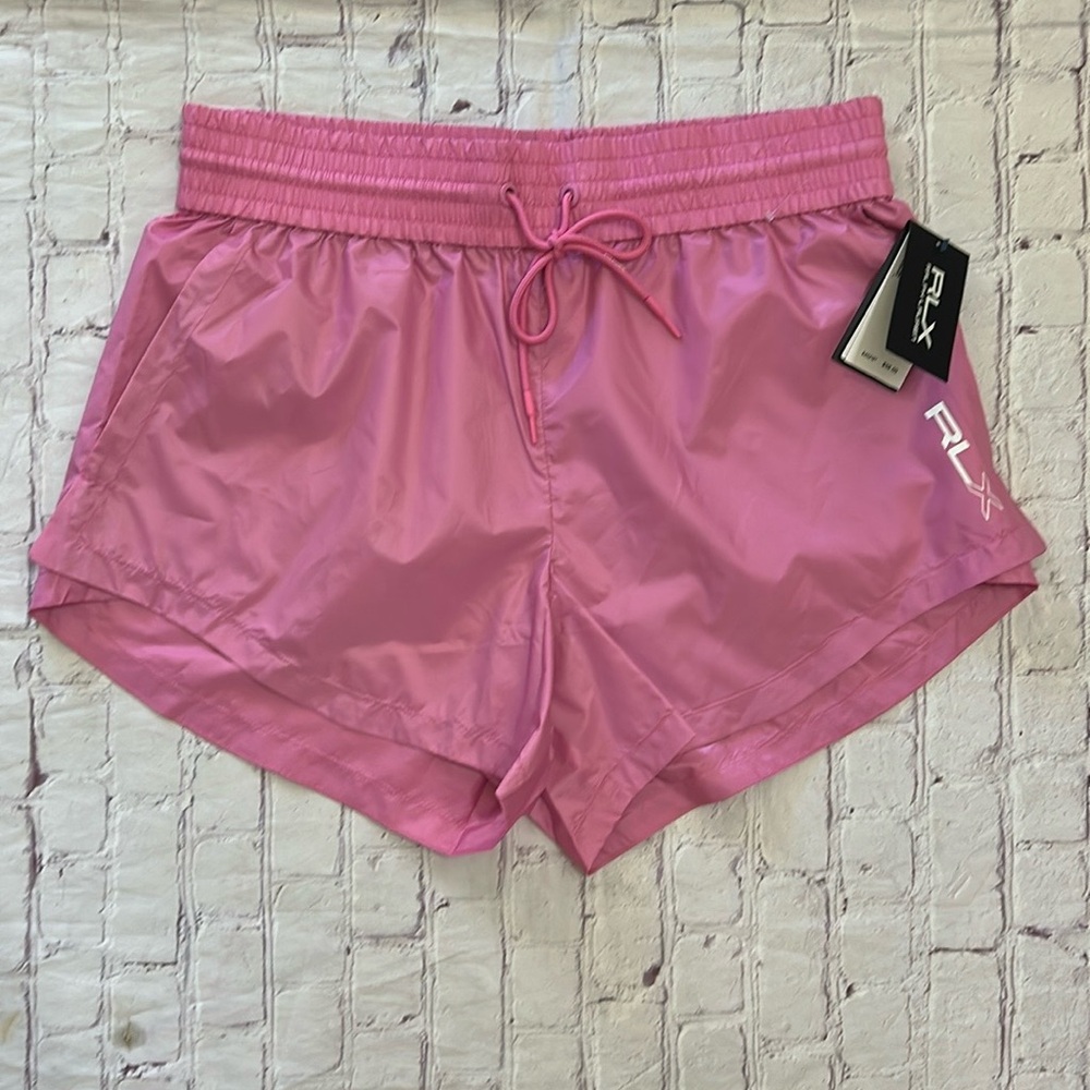 RLX Ralph Lauren Women’s Ripstop Drawstring Athletic Shorts Pink NWT Large - Picture 3 of 9